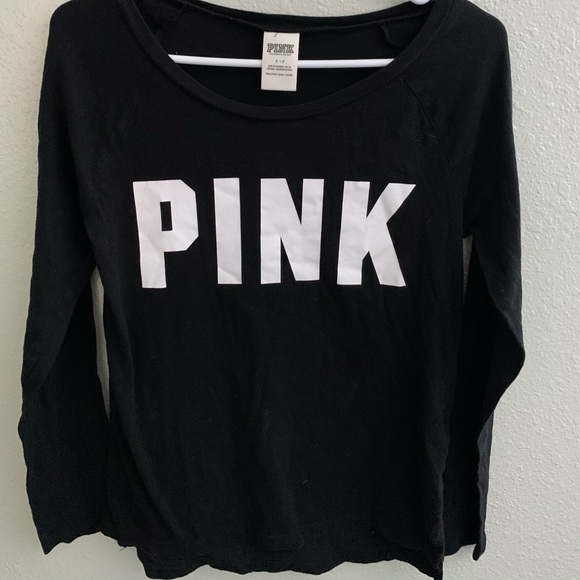 PINK Victoria's Secret Tops - black pink long sleeve tee